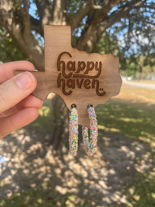 Pink, Green, and White Glitter Hoops